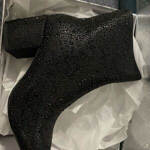 WeKiss Black Rhinestone Ankle Booties